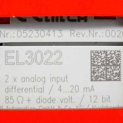 Beckhoff EL3022 Rev.0020 analoge Eingangsklemme / Neu OVP versiegelt - Maranos.de
