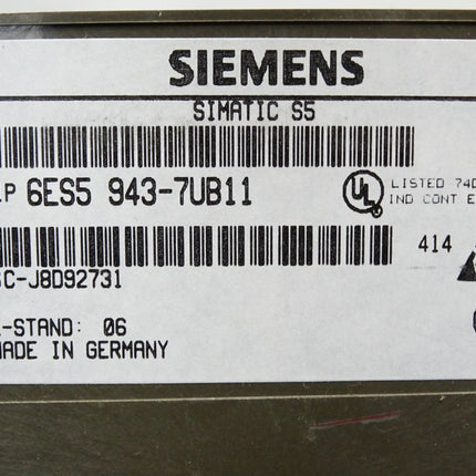 Siemens 115U CPU 943B 6ES5943-7UB11 6ES5 943-7UB11 - Maranos.de