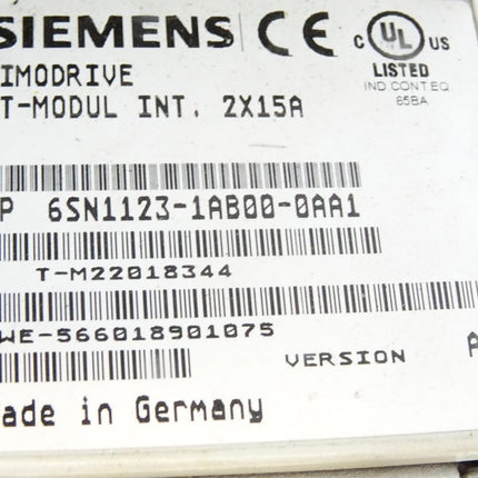 Siemens Simodrive LT-Modul INT. 2x15A 6SN1123-1AB00-0AA1 Version A - Maranos.de