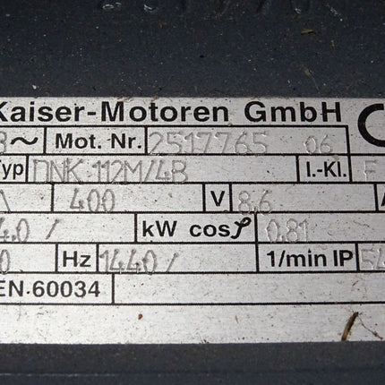 Kaiser Motoren Reluctance Motor Reluktanzmotor DNK112M/4B 1440min-1 / Unbenutzt mit Lagerspuren - Maranos.de