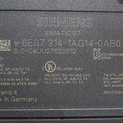 Siemens S7-300 CPU314 6ES7314-1AG14-0AB0 6ES7 314-1AG14-0AB0 - Maranos.de