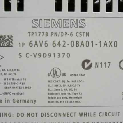 Siemens TP177B 6" Touchpanel 6AV6642-0BA01-1AX0 6AV6 642-0BA01-1AX0 - Maranos.de