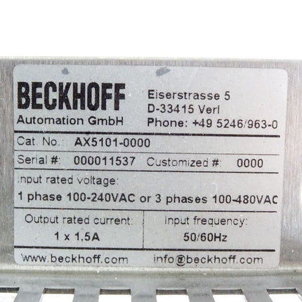 Beckhoff AX5101-0000 Digital Kompakt Servoverstärker 1-kanalig - Maranos.de