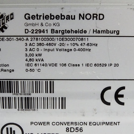 Getriebebau NORD SK700E-301-340-A 278100300/10E300070811 3kW - Defekt - Maranos.de