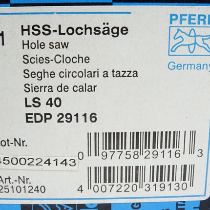Pferd HSS-Lochsäge LS40 EDP29116 25101240 / Neu OVP - Maranos.de