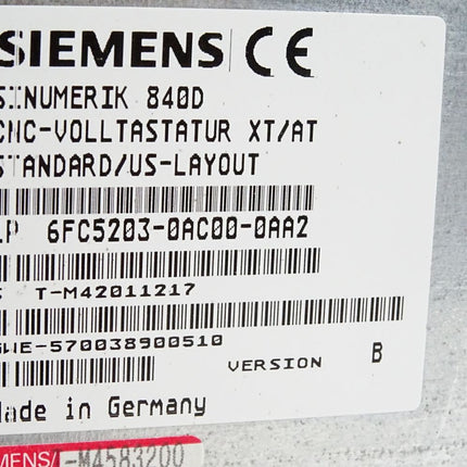 Siemens Sinumerik 840D CNC-Volltastatur XT/AT 6FC5203-0AC00-0AA2 - Maranos.de