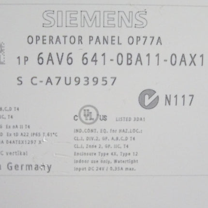 Siemens Panel OP77A 6AV6641-0BA11-0AX1 6AV6 641-0BA11-0AX1 - Maranos.de