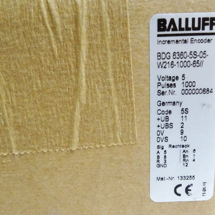 Balluff Drehgeber BDG 6360-5S-05-W216-1000-65 133255 / Neu OVP - Maranos.de