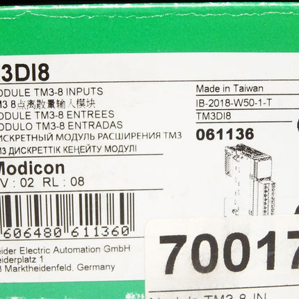 Schneider Modicon TM3DI8 Digitales Eingangsmodul / Neu OVP