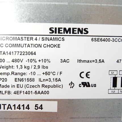 Siemens Micromaster4/Sinamics 6SE6400-3CC00-4AD3