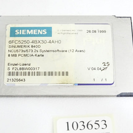 Siemens 6FC5250-4BX30-4AH0 Sinumerik 840D NCU573s/573.2s 8MB PCMCIA Karte - Maranos.de