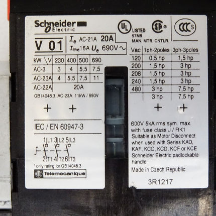 Schneider Electric Telemecanique Lasttrennschalter V01 3p 20A
