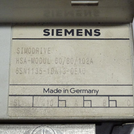 Siemens 6SN1135-1DA13-0EA0 Simodrive HSA-Modul 60/80/102A / 6SN1 135-1DA13-0EA0
