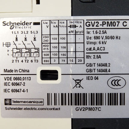 Schneider Electric GV2-PM07C / 1.6 -2.5A / Neu