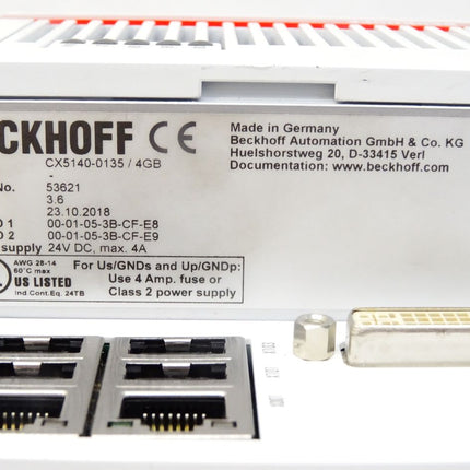 Beckhoff Embedded-PC mit Intel-Atom®-Prozessor CX5140-0135 4GB HW 3.6