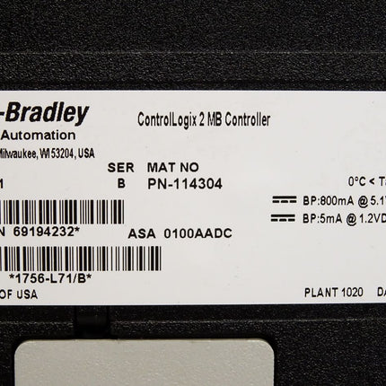 Allen-Bradley 1756-L71 ControlLogix 2MB Controller / Neu
