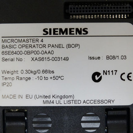 Siemens Micromaster420 6SE6420-2AB15-5AA1 0.55kW mit BOP 6SE6400-0BP00-0AA0 - Maranos.de