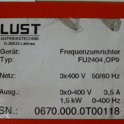 LUST FU2000 Frequenzumrichter FU 2404 / OP9