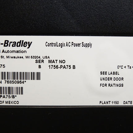 Allen-Bradley 1756-PA75 ControlLogix AC Power Supply / Neu
