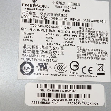 Emerson 7001540-J000-AC-0314-1255 Power Supply 573W 81-00000083-00-01 - Maranos.de