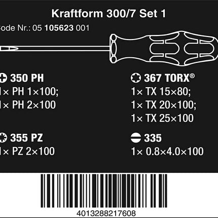 Wera Kraftform 300/7 Set 1 Schraubendrehersatz Kraftform Plus 05105623001 - Maranos.de
