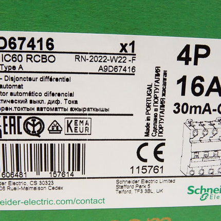 Schneider Electric FI/LS-Schalter iC60N A9D67416 / Neu OVP - Maranos.de