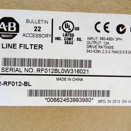 Allen Bradley Line Filter 22-RF012-BL / Neu OVP - Maranos.de