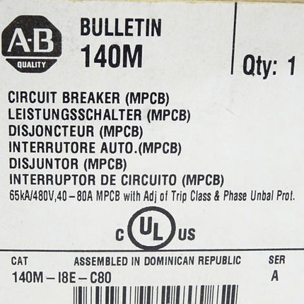 Allen-Bradley Leistungsschalter 140M-I8E-C80 / Neu OVP - Maranos.de
