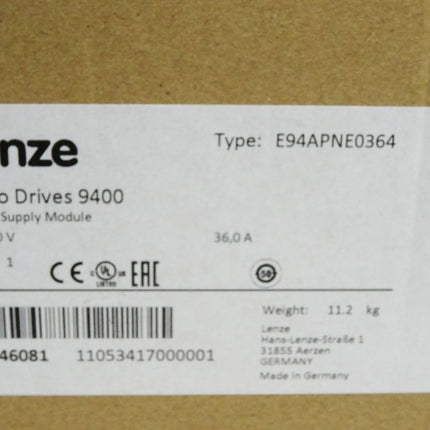Lenze Servo Drives 9400 13546081 E94APNE0364 / Neu OVP versiegelt - Maranos.de