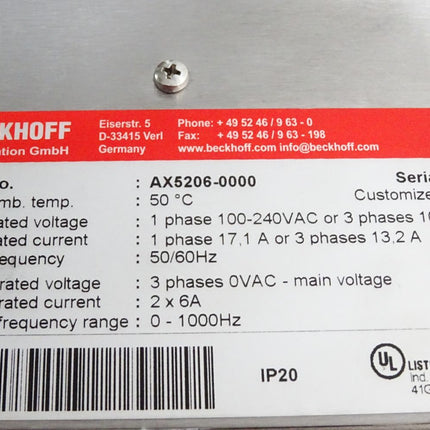 Beckhoff AX5206-0000 Digital Kompakt Servoverstärker 2-kanalig - Maranos.de