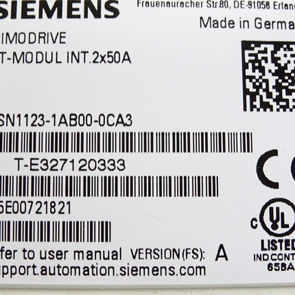 Siemens Simodrive LT-Modul INT.2x50A 6SN1123-1AB00-0CA3 Version A / Neuwertig OVP - Maranos.de