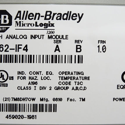 Allen Bradley MicroLogix 1762-IF4 Analog Input Module - Maranos.de