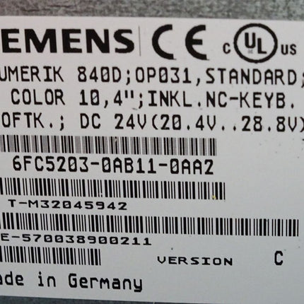 Siemens 6FC5247-0AA36-0AA0 Panel OP031 6FC5203-0AB11-0AA2 MMC103 6FC5210-0DA21-2AA1 + 6FC5247-0AA02-1AA0 - Maranos.de
