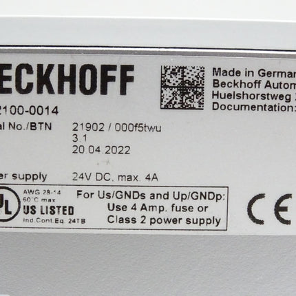 Beckhoff Netzteil CX2100-0014 / Neu - Unbenutzt - Maranos.de