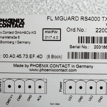 Phoenix Contact 2200515 FL MGUARD RS4000 TX/TX VPN Router - Maranos.de