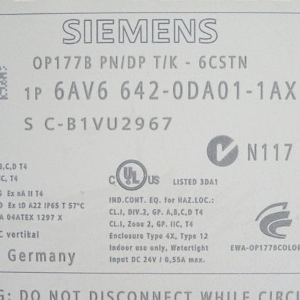 Siemens Panel OP177B 6" 6AV6642-0DA01-1AX1 6AV6 642-0DA01-1AX1 - Maranos.de
