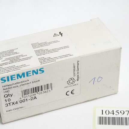 Siemens Hilfsschalterblock 3TX4001-2A / Inhalt:10 Stück / Neu OVP - Maranos.de