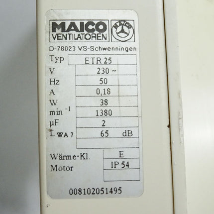 Maico Ventilatoren ETR25 0.18A 38W 1380min-1 65dB Wandeinbauventilator ca. 36x36cm - Maranos.de