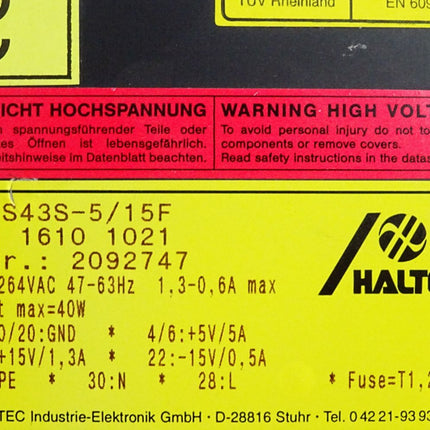 Haltec TES43S-5/15F 53-1610-1021 40W Power Supply - Maranos.de