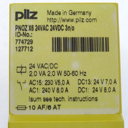 Pilz 774729 PNOZ X6 24VAC 24VDC 3n/o Sicherheitsschaltgerät - Maranos.de