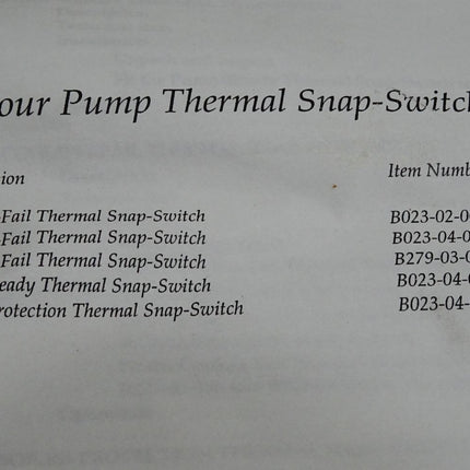 Edwards B02302000 B023-02-000 Cooling-Fail Thermal Snap Switch / Neu - Maranos.de
