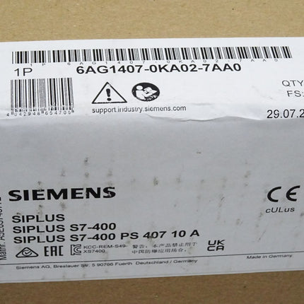 Siemens Siplus S7-400 PS407 6AG1407-0KA02-7AA0 / Neu OVP versiegelt - Maranos.de