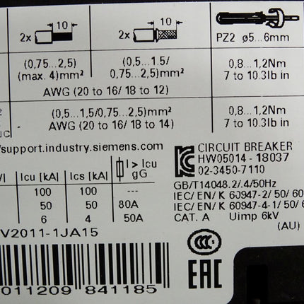 Siemens 3RV2011-1JA15 Leistungsschalter / Neuwertig - Maranos.de