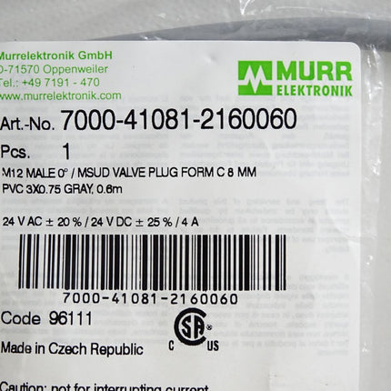 Murr Elektronik Kabel 7000-41081-2160060 / Neu OVP - Maranos.de