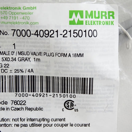 Murr Elektronik Kabel 7000-40921-2150100 / Neu OVP - Maranos.de