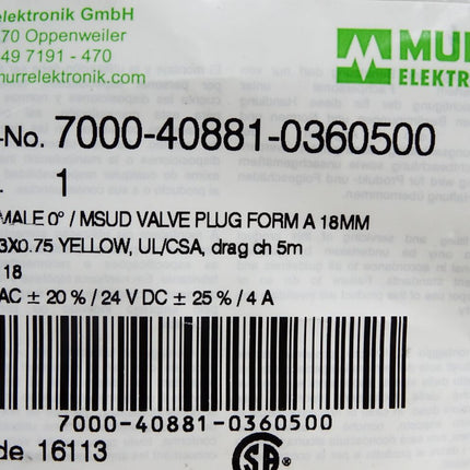Murr Elektronik Kabel 7000-40881-0360500 / Neu OVP - Maranos.de