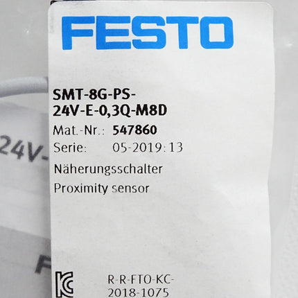 Festo 547860 Näherungsschalter SMT-8G-PS-24V-E-0,3Q-M8D / Neu OVP - Maranos.de
