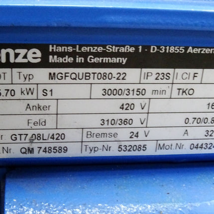 Lenze Servomotor MGFQUBT080-22 3000/3150min-1 5.7kW - Maranos.de