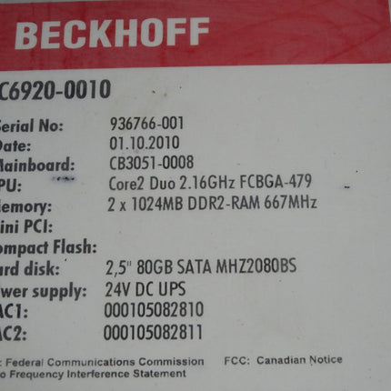 Beckhoff C6920-00010 Schaltschrank-Industrie-PC / Neu OVP - Maranos.de