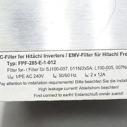 Hitachi Frequenzumrichter L100-005NFE 0.55kW mit EMV Filter FPF-285-E-1-012 - Maranos.de